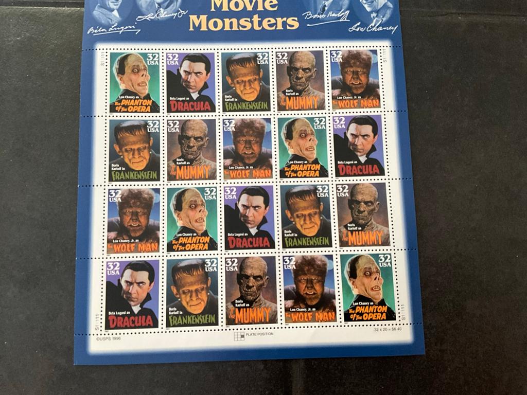 Classic Movie Monsters postzegelvel The phantom of the opera, Ophalen of Verzenden, Postfris