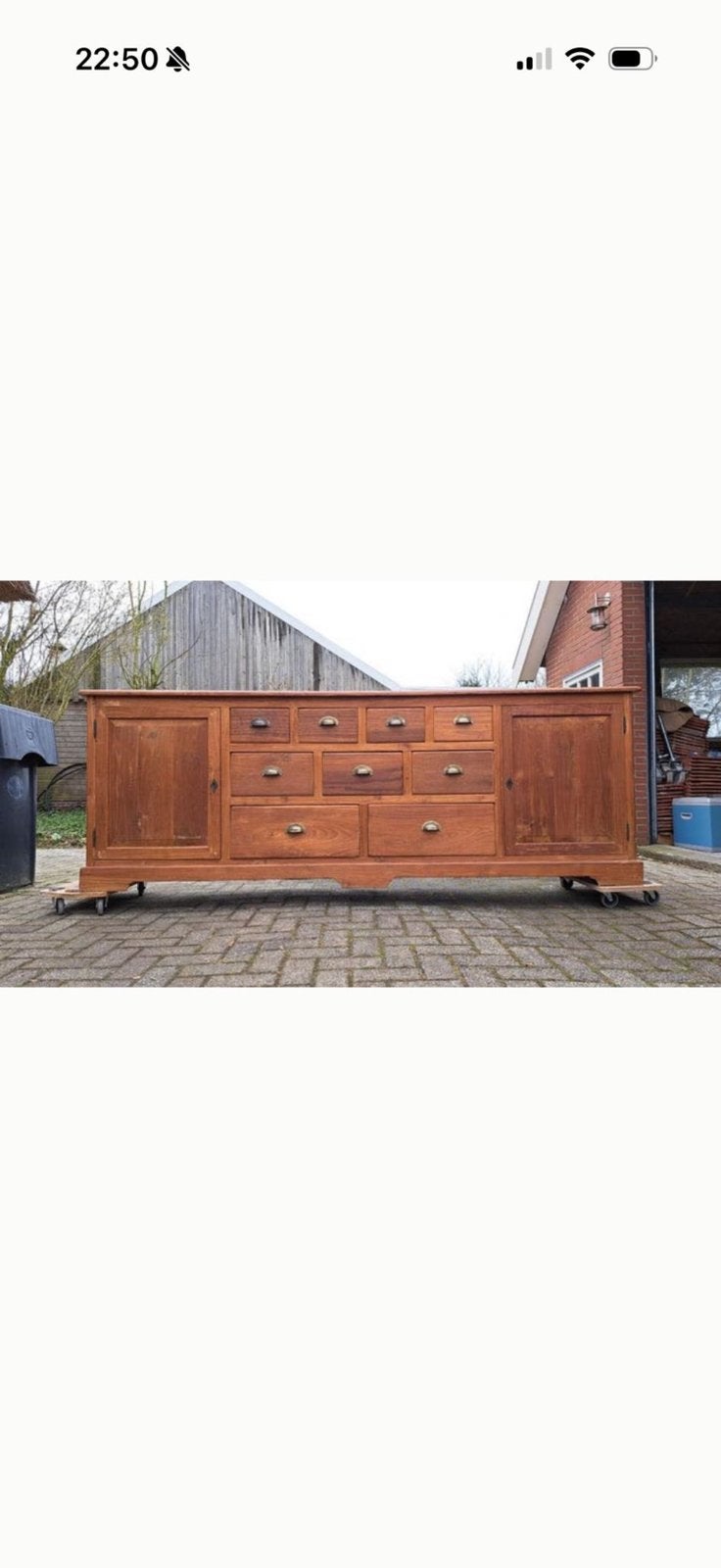 Dressoir teak met 9 lades erg zwaar geval, Ophalen of Verzenden