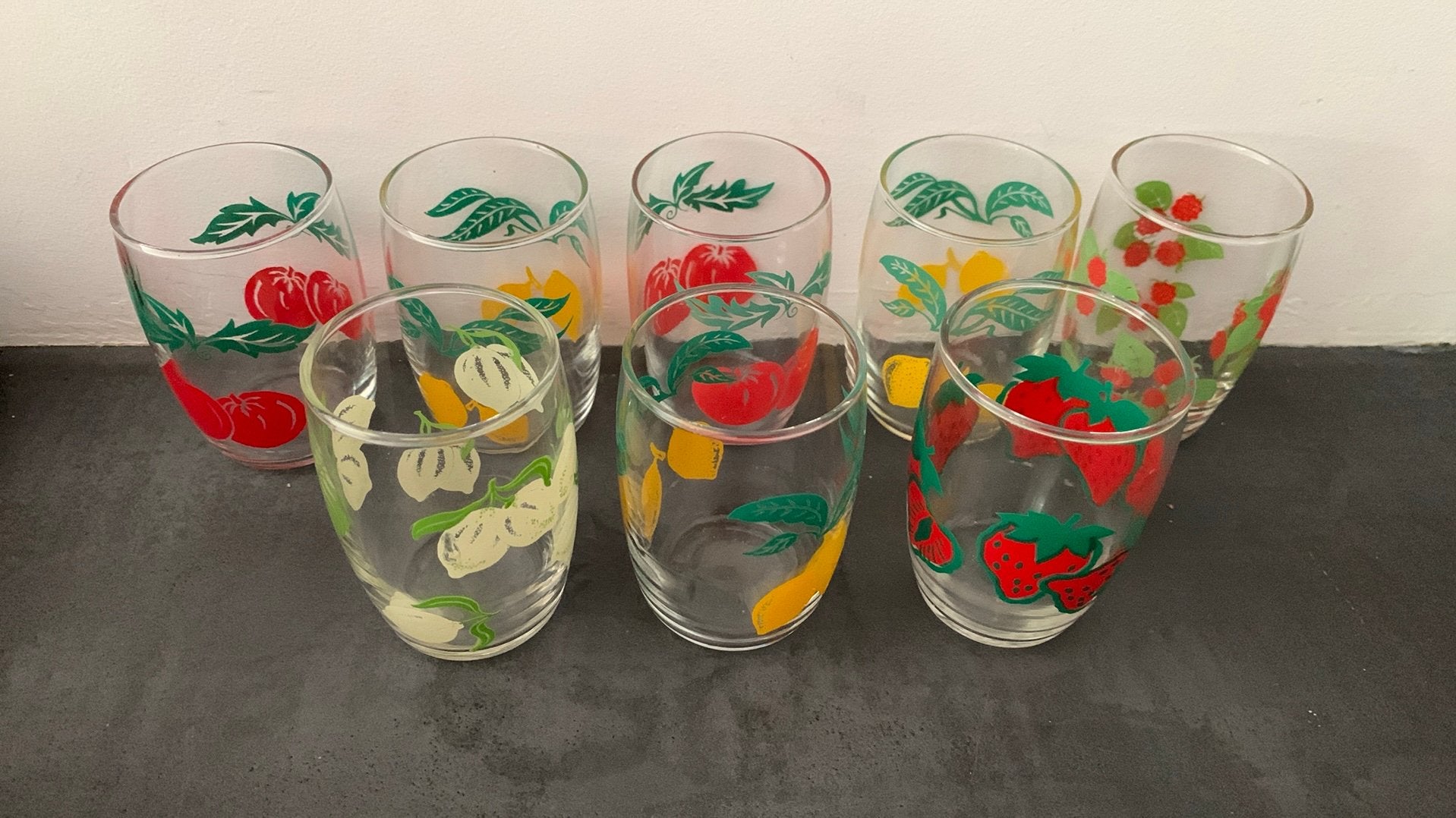 Acht vintage limonade glaasjes, Ophalen
