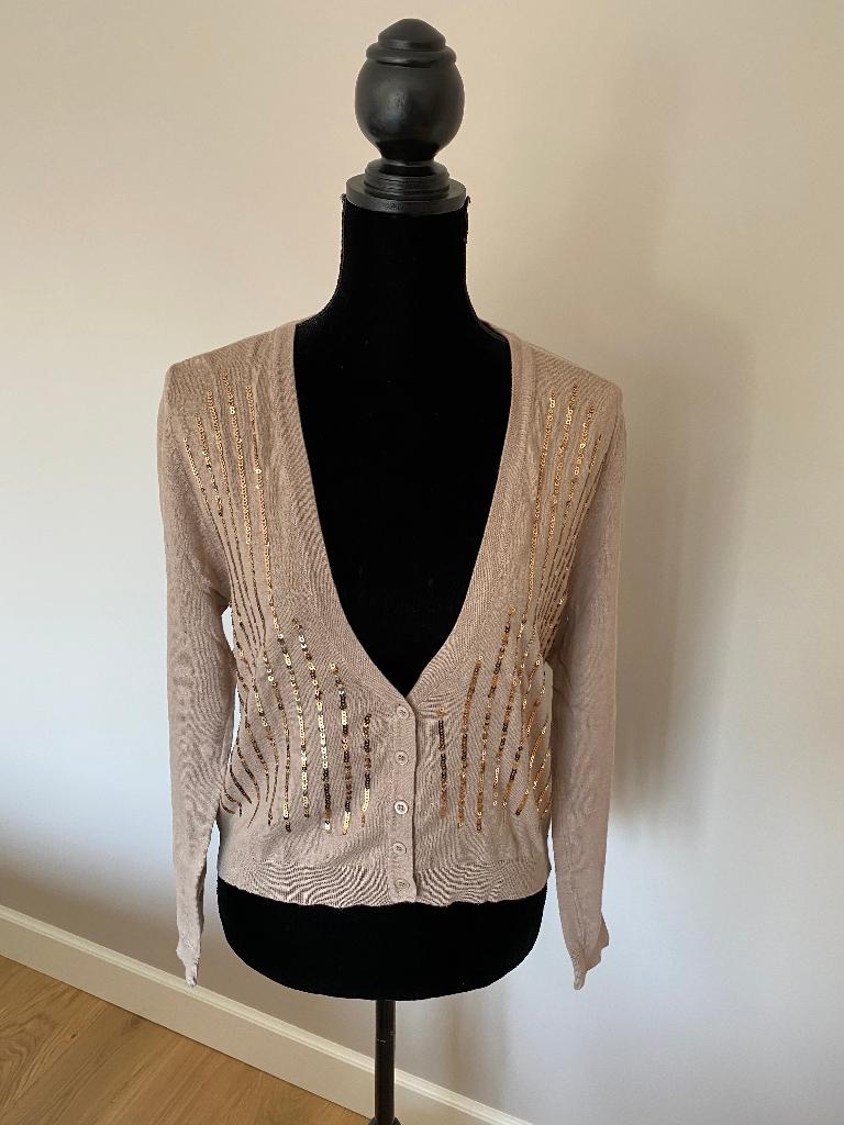 Vest beige met pailletjes maat 40 NIEUW, Ophalen, Zo goed als nieuw, Maat 38/40 (M), Beige