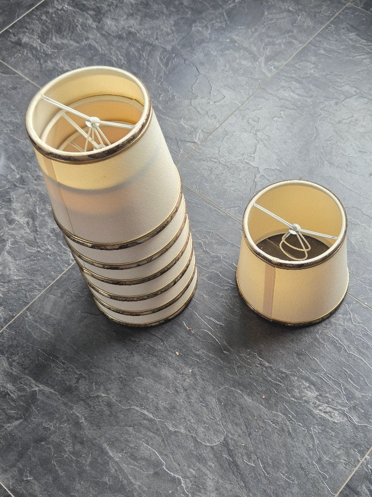 Set van 7 beige/goud gemeleerde lampenkapjes, Overige typen, Beige, Rond, 12 cm