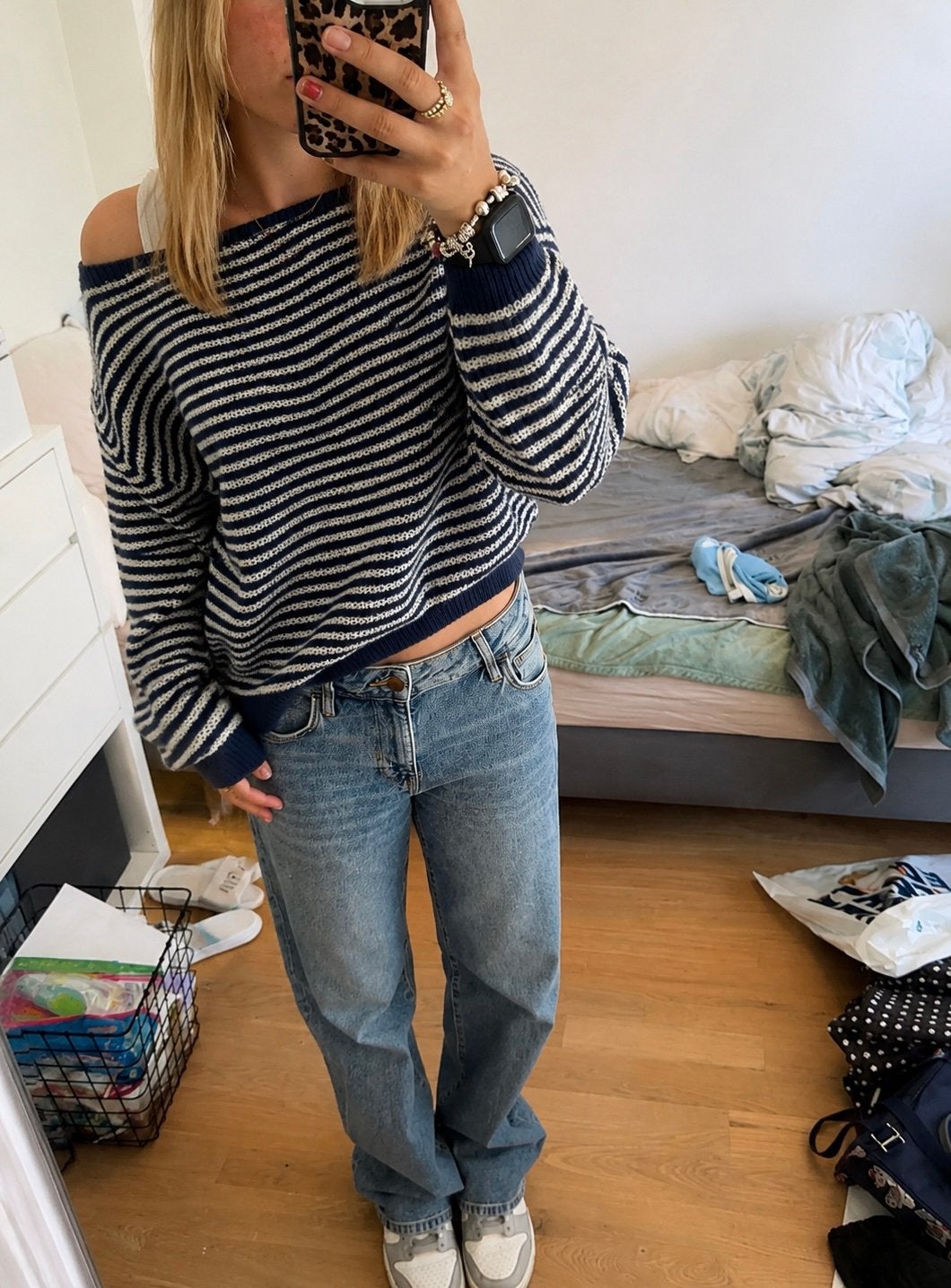 Gestreepte off shoulder trui (lees bio), Ophalen of Verzenden, Zo goed als nieuw, Maat 36 (S), Blauw