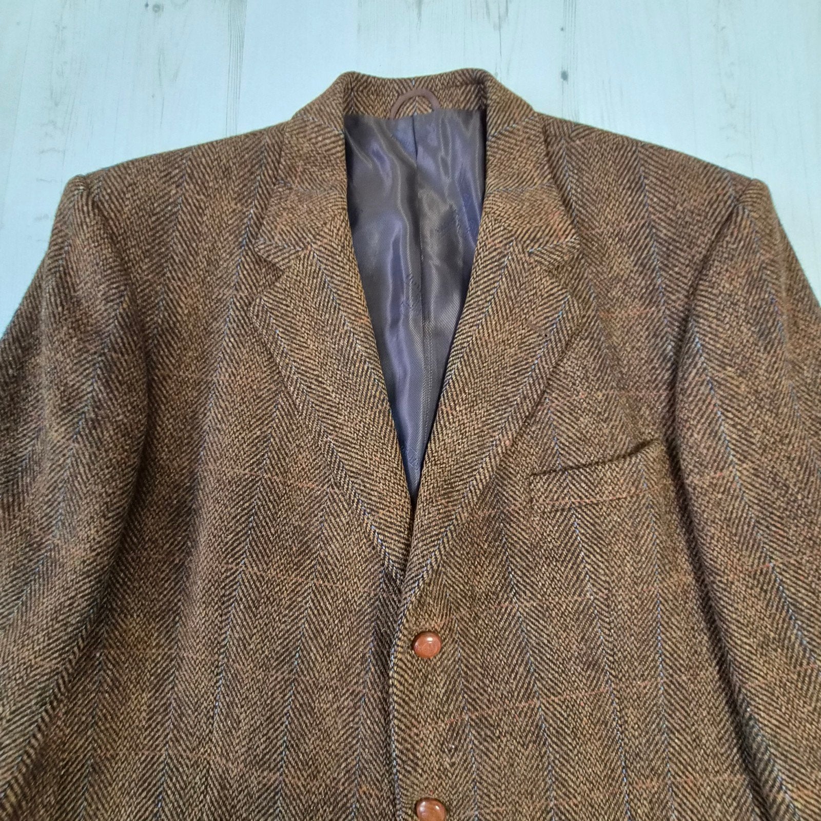 Harris Tweed Mario Barutti colbert 56 R46 100% wol bruin, Harris Tweed, Bruin, Maat 56/58 (XL), Ophalen of Verzenden