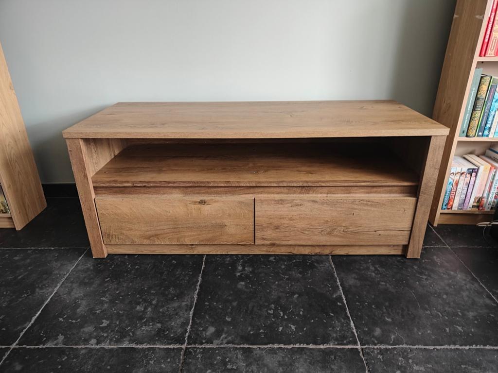 Televisiekast en salontafel - donker eikenhout, Ophalen, Eikenhout, 50 tot 100 cm, Minder dan 100 cm