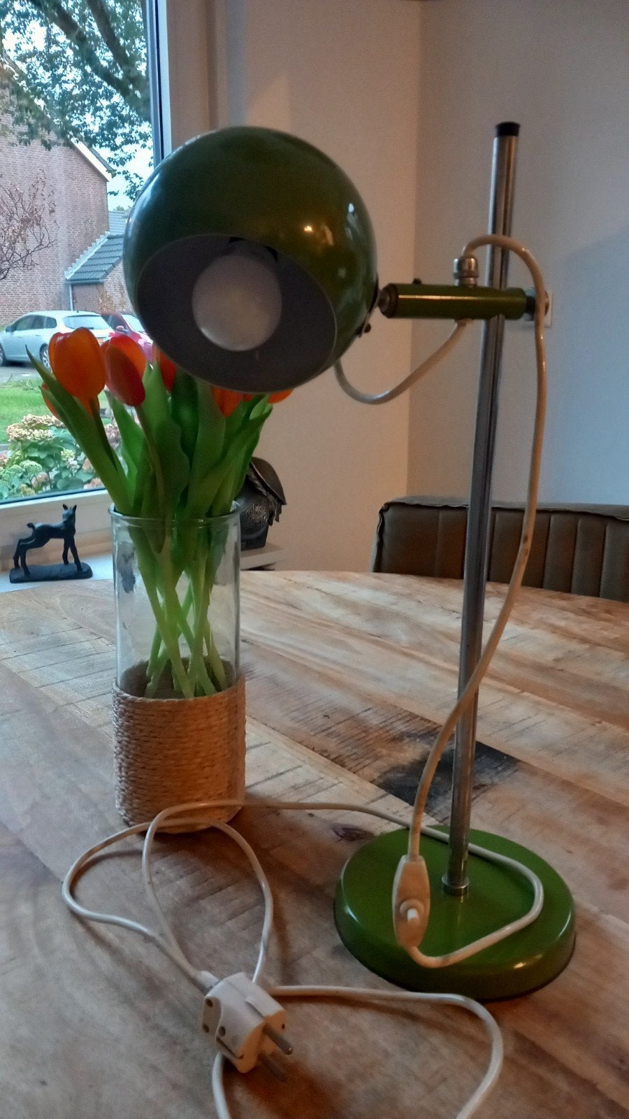Originele vintage 'Eyeball' tafellamp, Groen, Ophalen, Zo goed als nieuw, Vintage