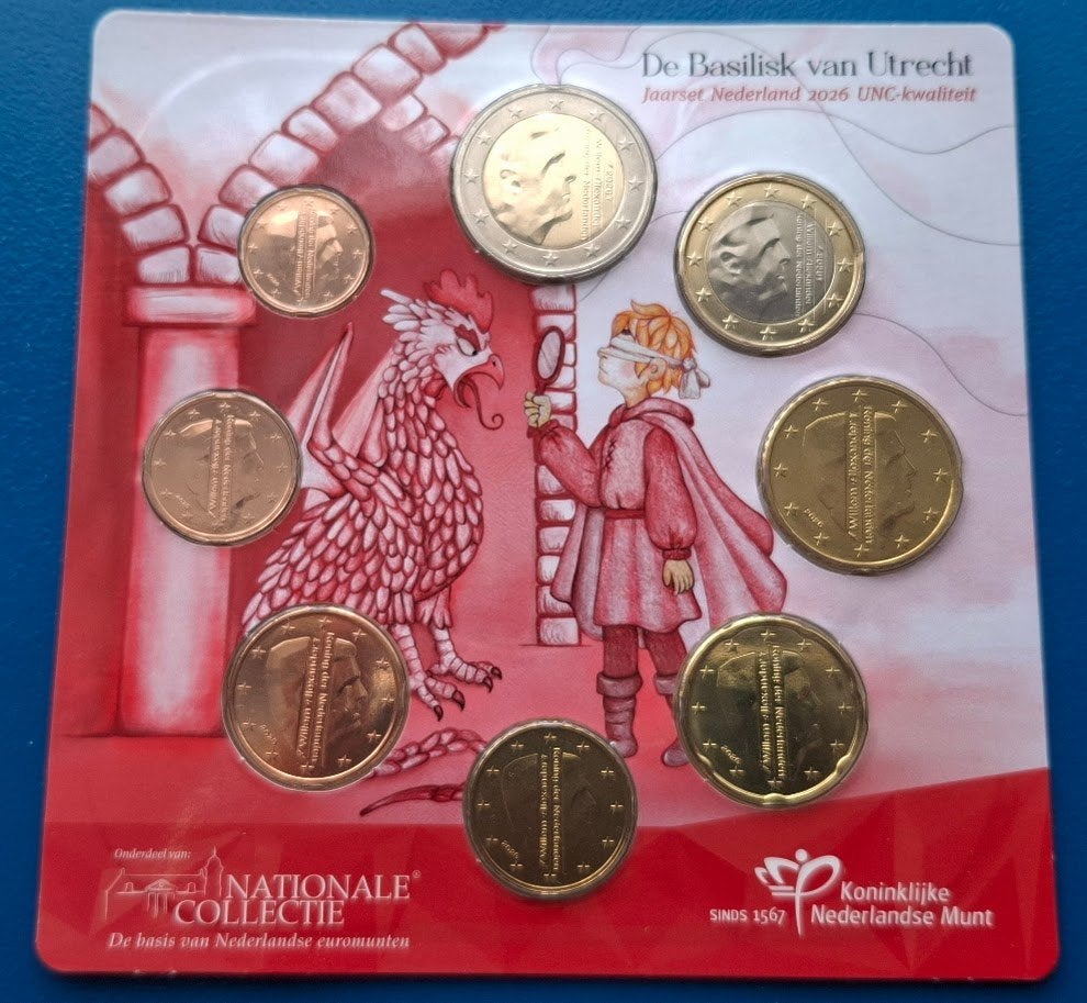 Jaarset Nederland 2026 - De Basikiek van Utrecht UNC, Koningin Beatrix, Euro's, Goud, Verzenden