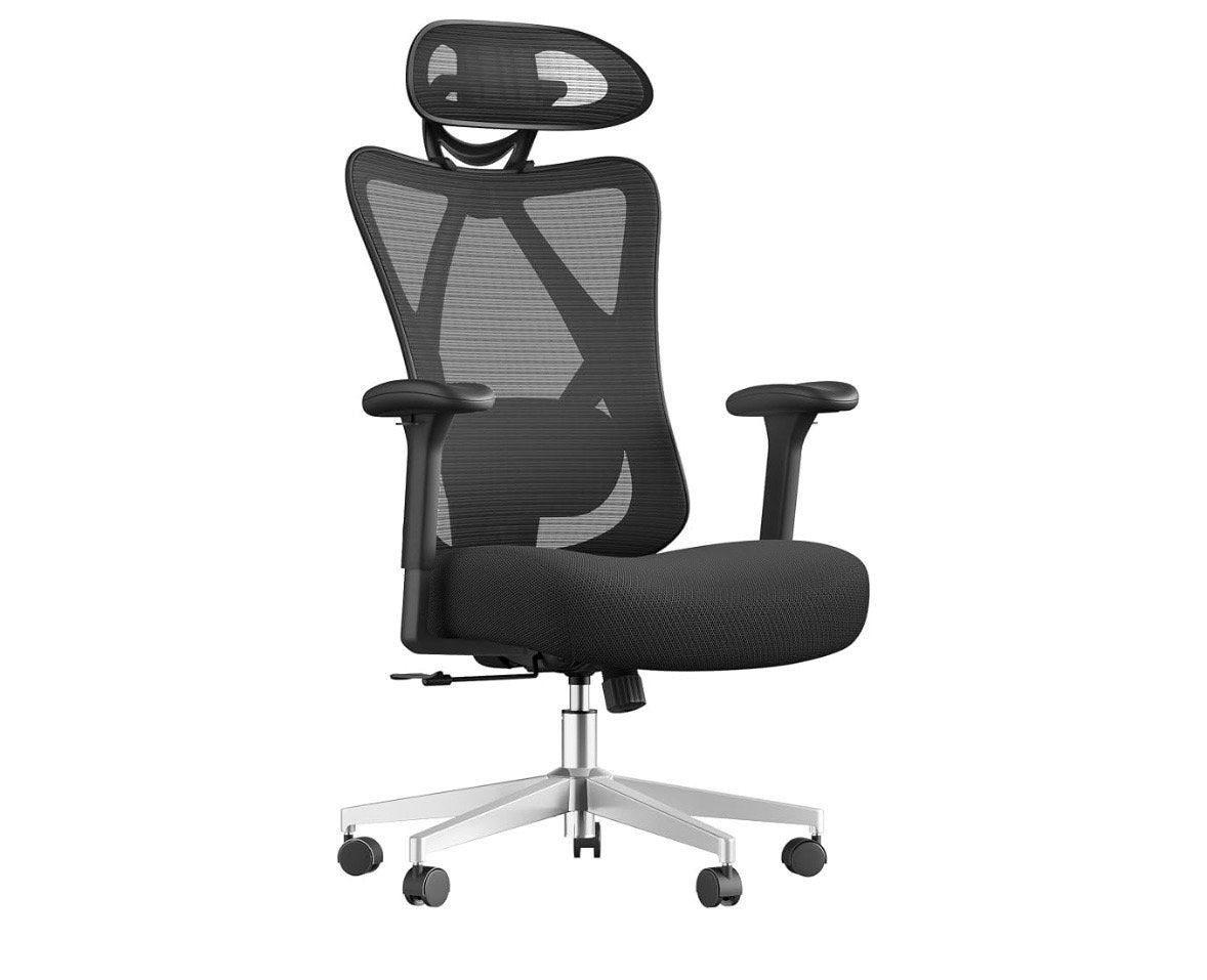 Ergonomische Bureaustoel met Verstelbare Lendensteun, Huis en Inrichting, Songmics, Zwart, Overige typen, Nieuw