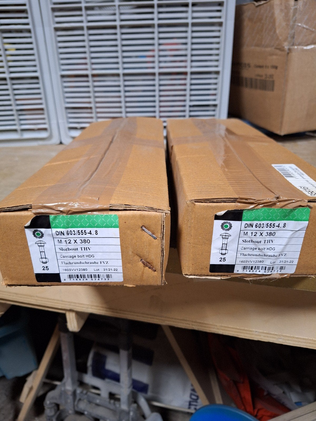 slotbouten m12x380 mm 25 stuks in doos, Ophalen of Verzenden, Nieuw, 250 mm of meer, Bouten of Moeren