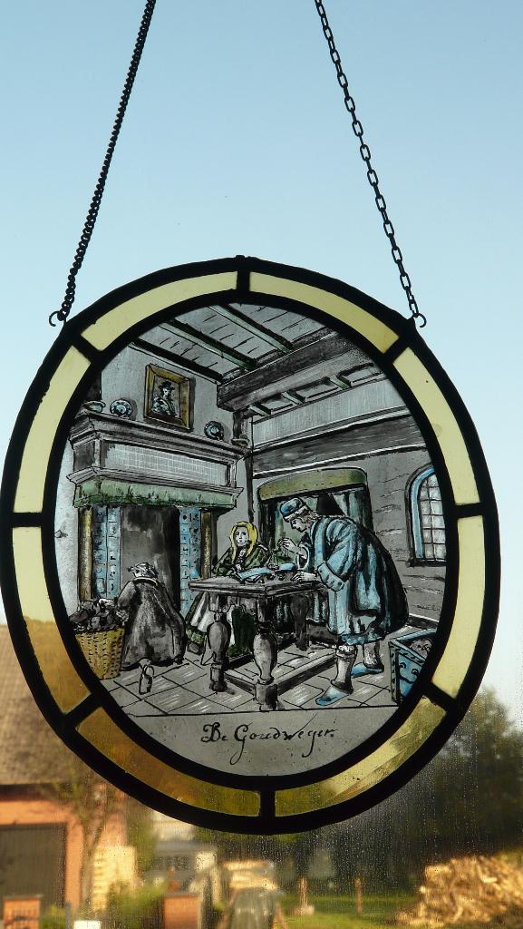 Glas-in-loodraam : De Goudweger, Ophalen of Verzenden, Gebruikt