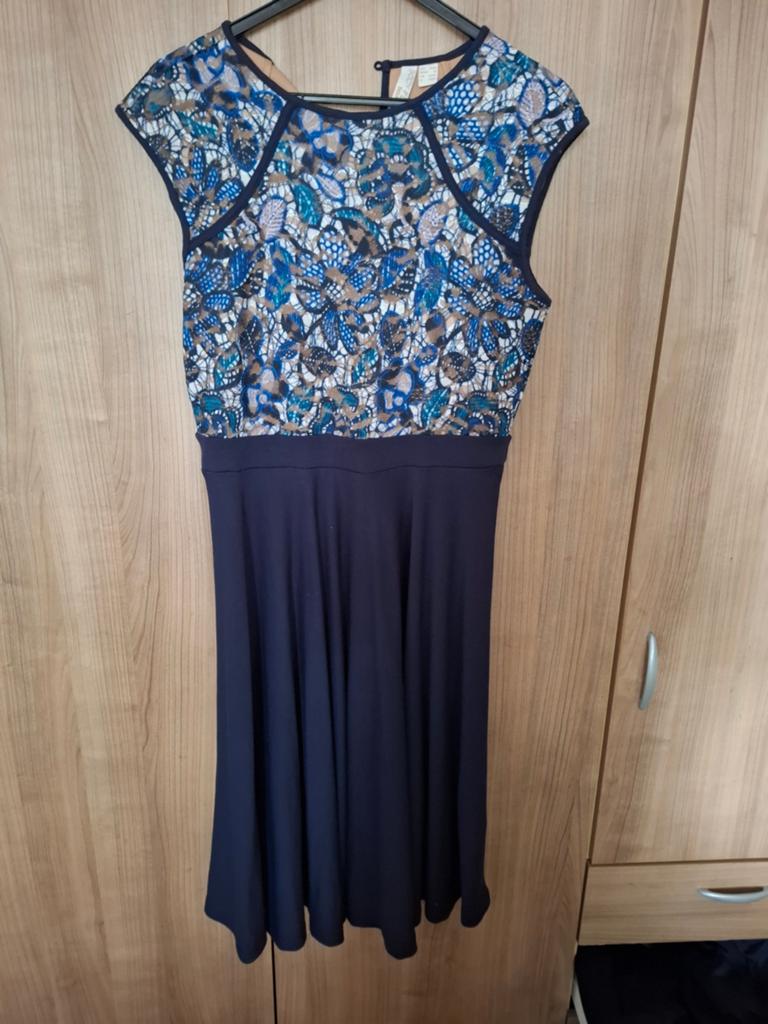 Elegante jurk met kanten top en uitlopende rok, Maat 38/40 (M), Blauw, BODYFLIRT boutique, Ophalen of Verzenden