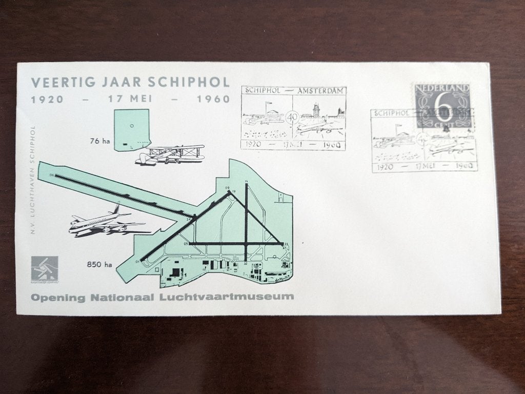 NL 1960; Env. OPENING NATIONAAL LUCHTVAARTMUSEUM LEES, Postzegels en Munten, Ophalen of Verzenden, Envelop