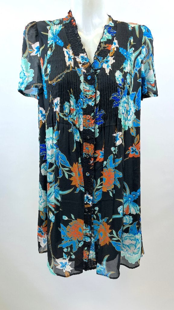 DIANE VON FURSTENBERG Zwart bloemen jurk  Maat S, Kleding | Dames, Overige kleuren, Ophalen of Verzenden, Zo goed als nieuw, Knielengte