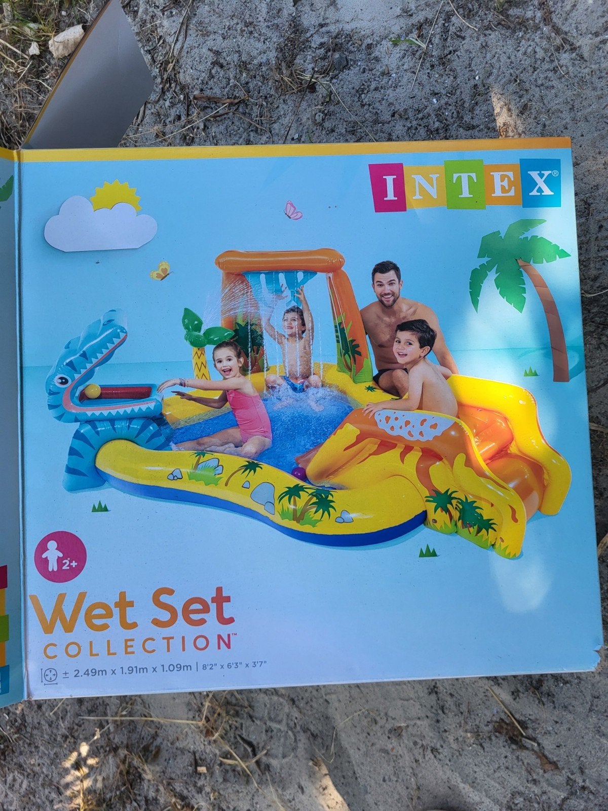 Intex Dinosaur Play zwembad met dinoballen en glijbaan, Ophalen, Minder dan 80 cm, Opblaaszwembad, Rond