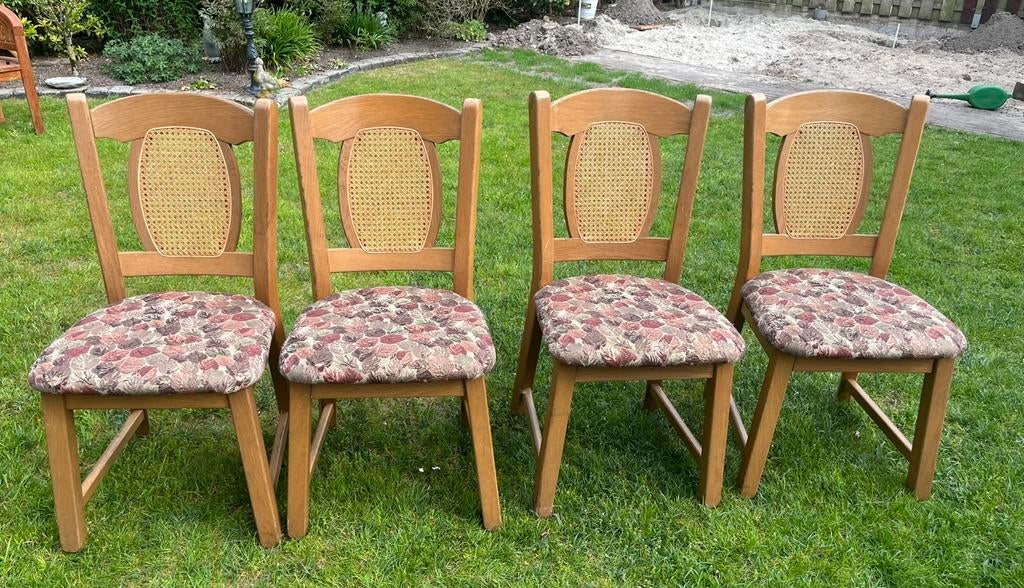 Eetkamerstoelen 4x, Huis en Inrichting, Stoelen, Gebruikt, Vier, Bruin, Ophalen