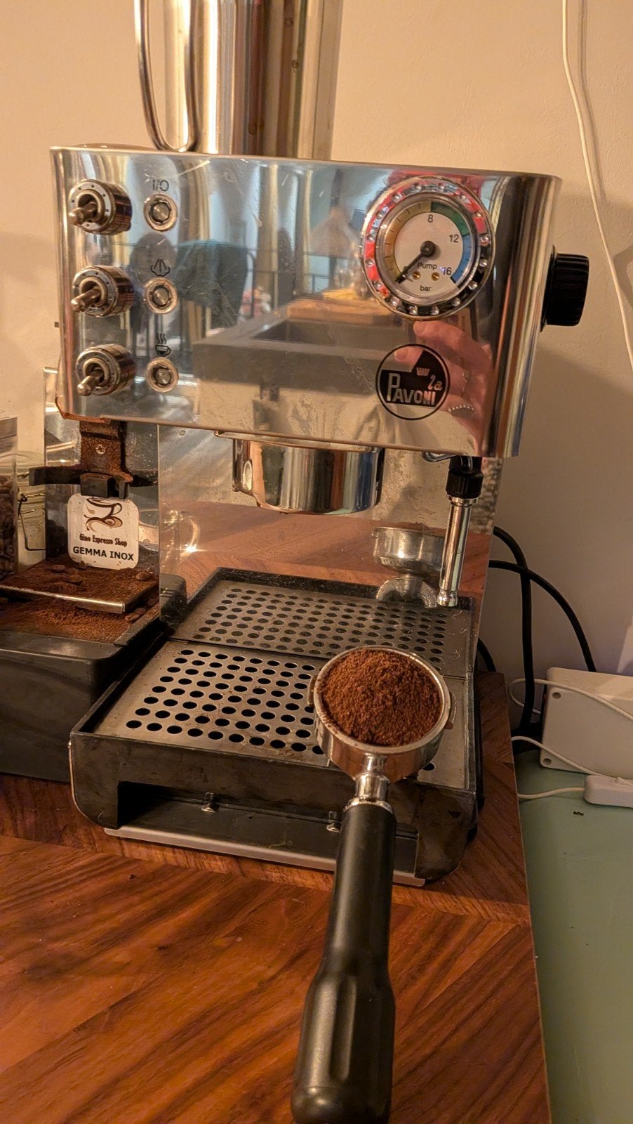 La Pavoni Espresso Machine - Model DCL, Gebruikt, Espresso apparaat, Gemalen koffie, Ophalen of Verzenden