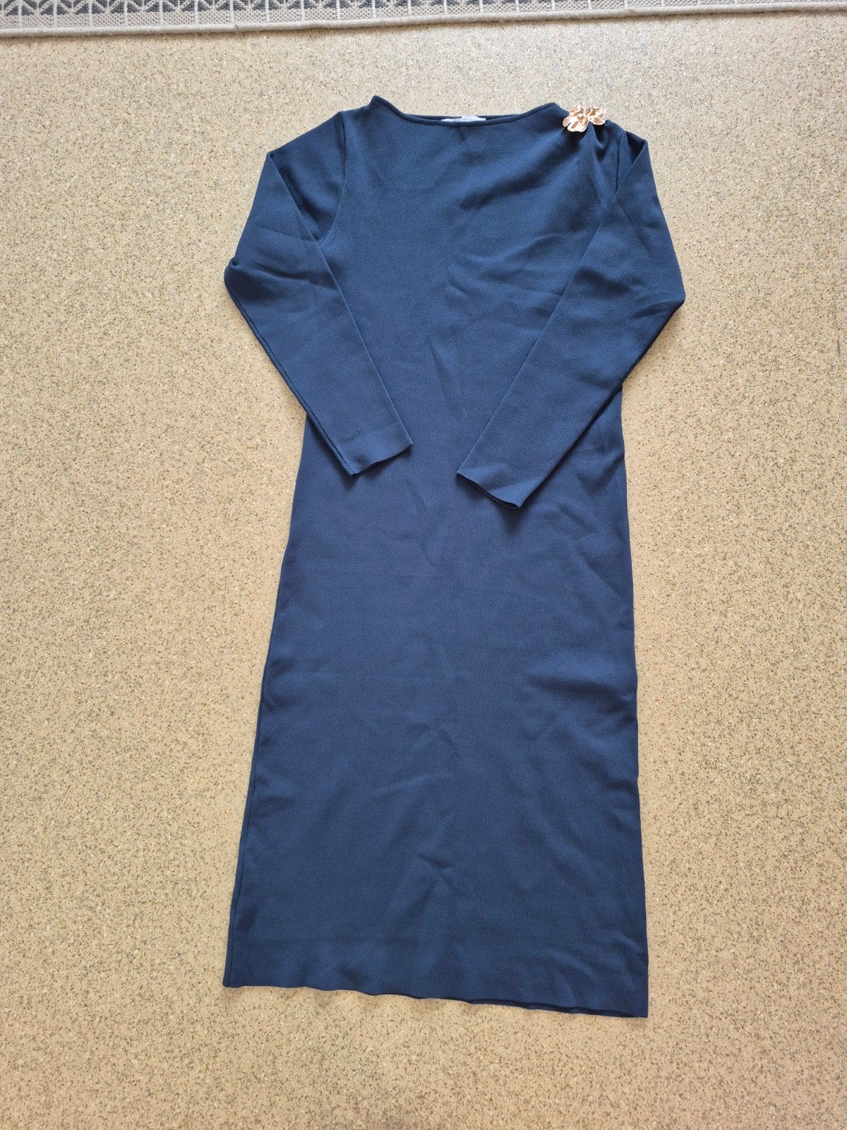 Zara donkerblauwe jurk met gouden detail, Blauw, Zara, Maat 42/44 (L), Ophalen of Verzenden