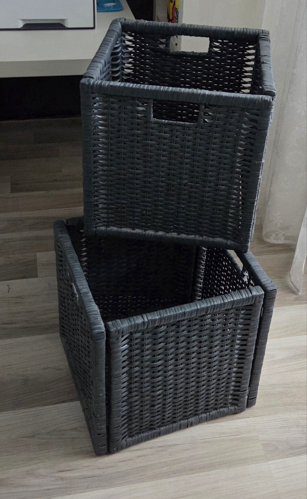 IKEA manden 4 stuks grijs, Ophalen, Gebruikt, Rechthoekig, Riet