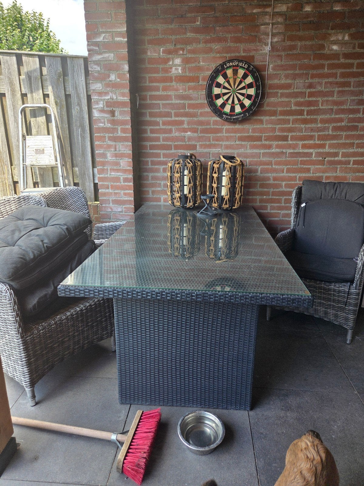 Tuin tafel met glasplaat, Tuin en Terras, Ophalen, Gebruikt