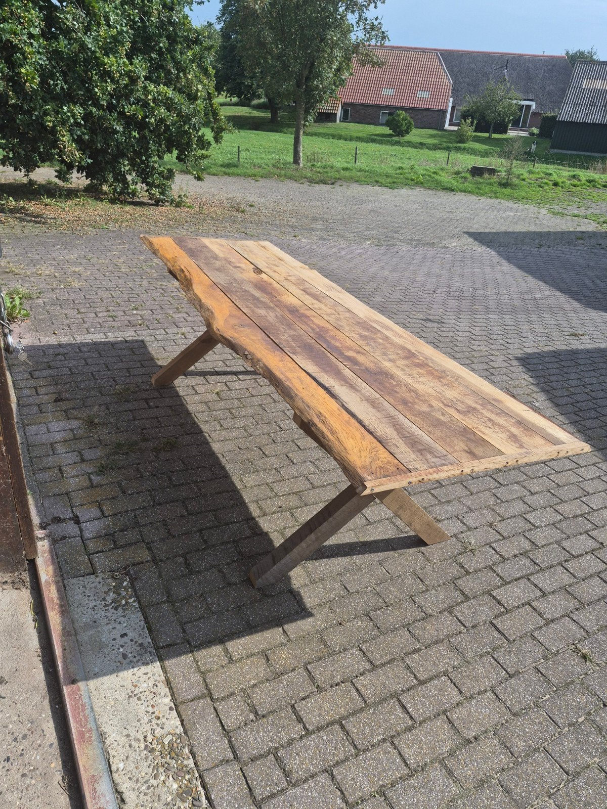 Robuuste eikenhouten eettafel, Rechthoekig, Nieuw, 200 cm of meer, 50 tot 100 cm