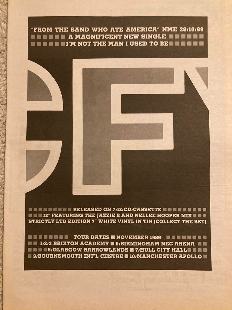 FINE YOUNG CANNIBALS Not The Man I Used tour A3 advertentie, Ophalen of Verzenden