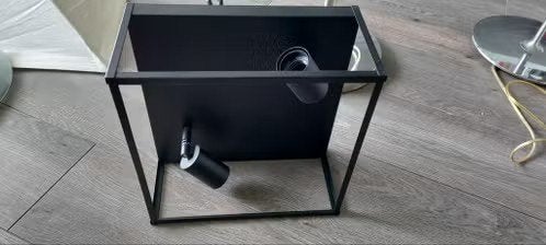 Zwarte Kubus Plafondlamp met Verstelbare Spots, Ophalen, Zwart, E27 (groot), Zo goed als nieuw