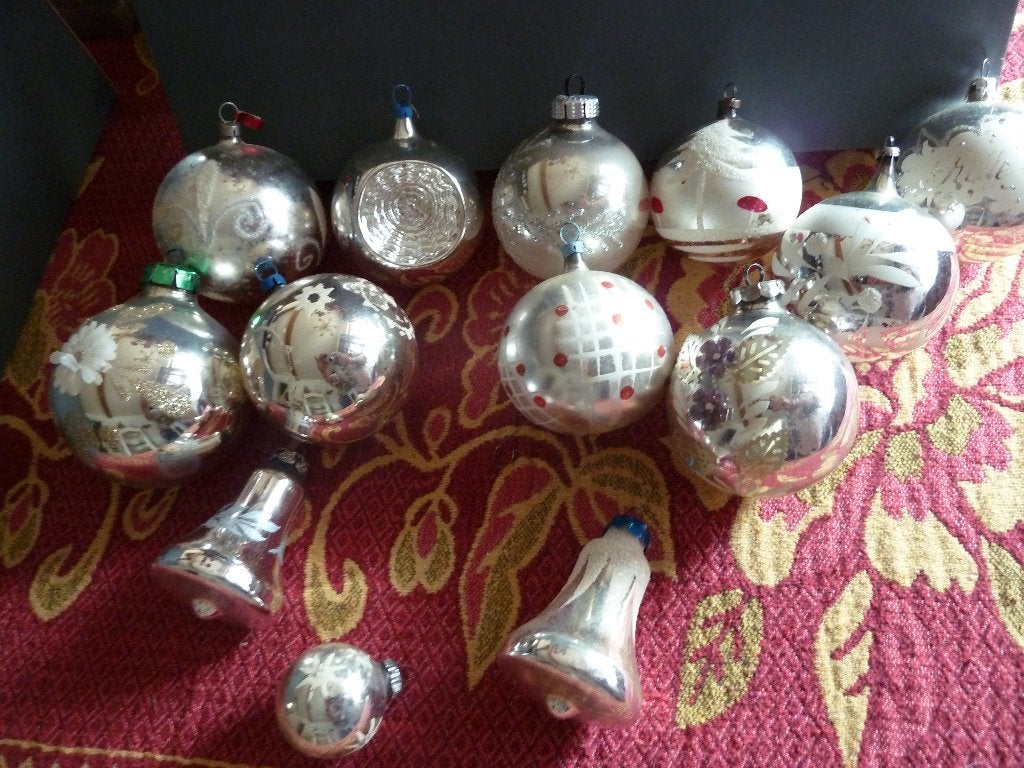13 oude kerstballen, Diversen, Kerst, Ophalen of Verzenden, Gebruikt