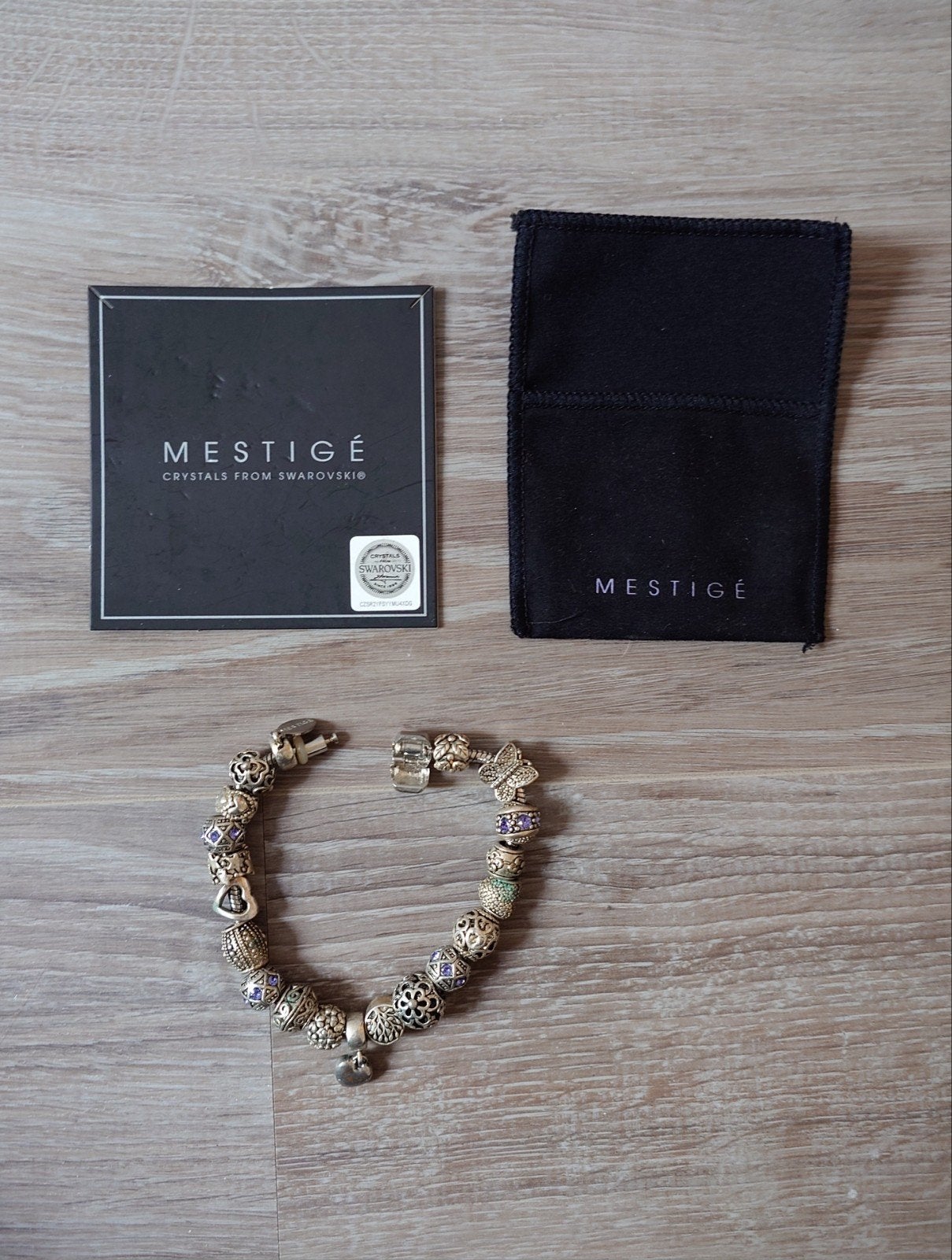 Mestigé bedelarmband armband bedels met Swarovski, Ophalen of Verzenden, Zo goed als nieuw, Zilver
