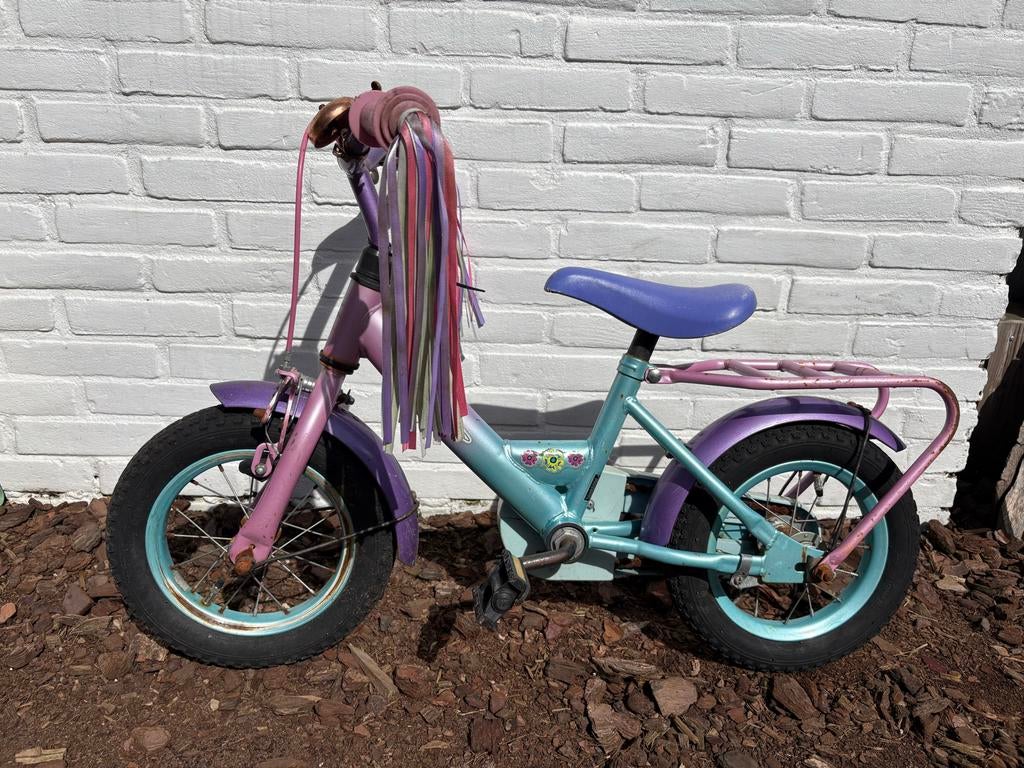 Corvino Kinderfiets - Roze/Paars/Blauw, Ophalen, Gebruikt, Minder dan 16 inch