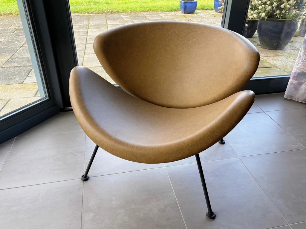 Artifort Orange Slice Pierre Paulin leer bruin, Ophalen, Zo goed als nieuw, 75 tot 100 cm, Leer