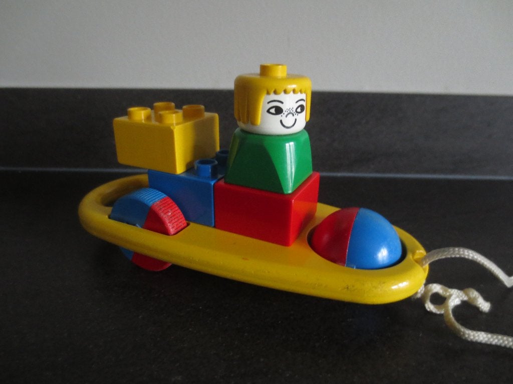 Lego Duplo: Trekkar op wielen met trekkoord. Vintage., Overige thema's, Ophalen of Verzenden, Zo goed als nieuw, Duplo