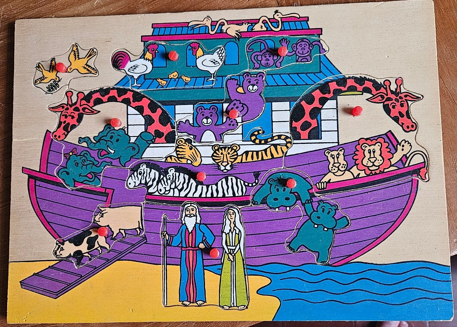 Houten Noach's Ark Puzzel met Dieren en Figuren, Kinderen en Baby's, Speelgoed | Kinderpuzzels, Ophalen, 2 tot 4 jaar, Gebruikt