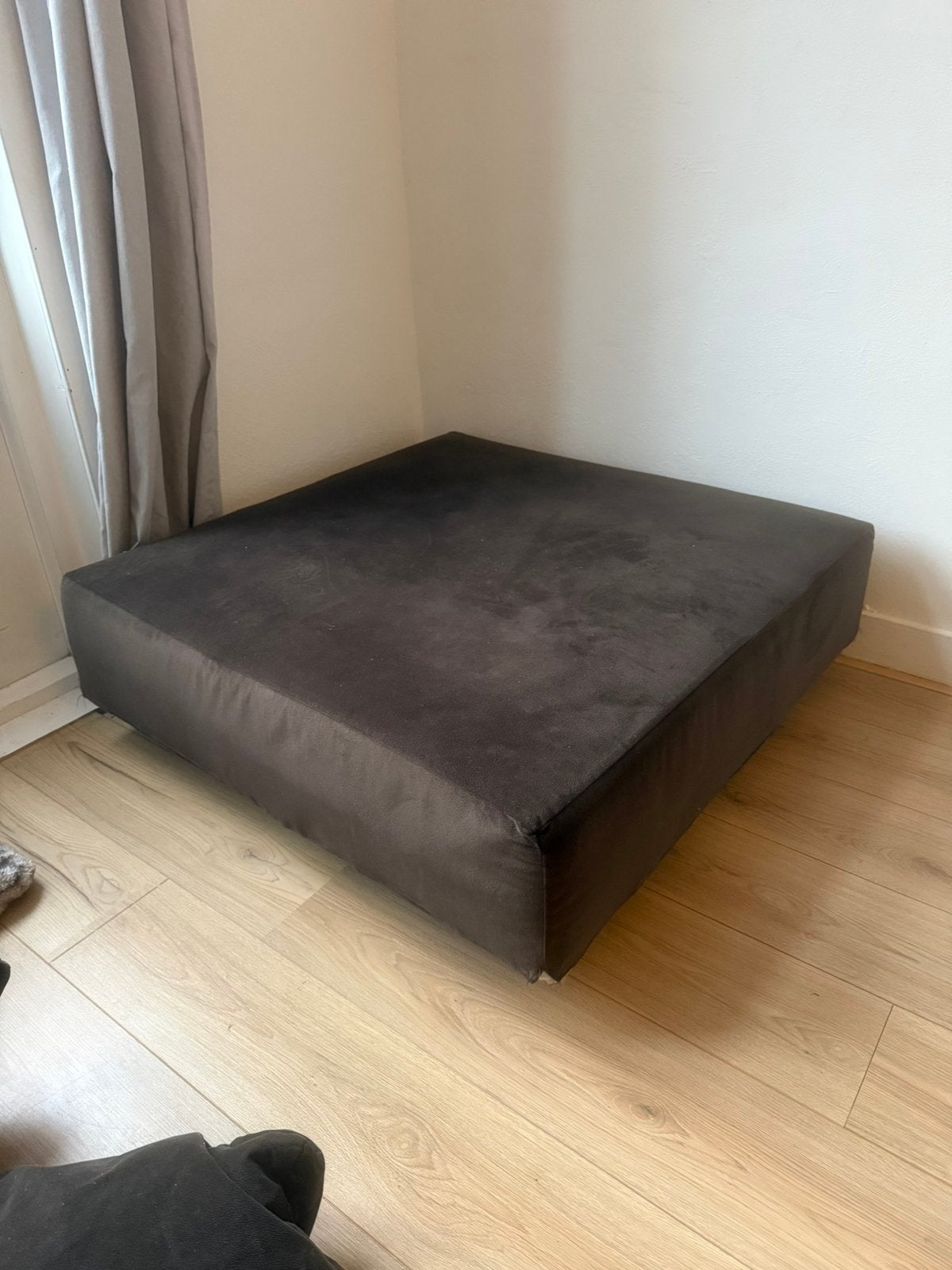 Luxe poef, 100 cm, Eenpersoons, Bruin, Zo goed als nieuw
