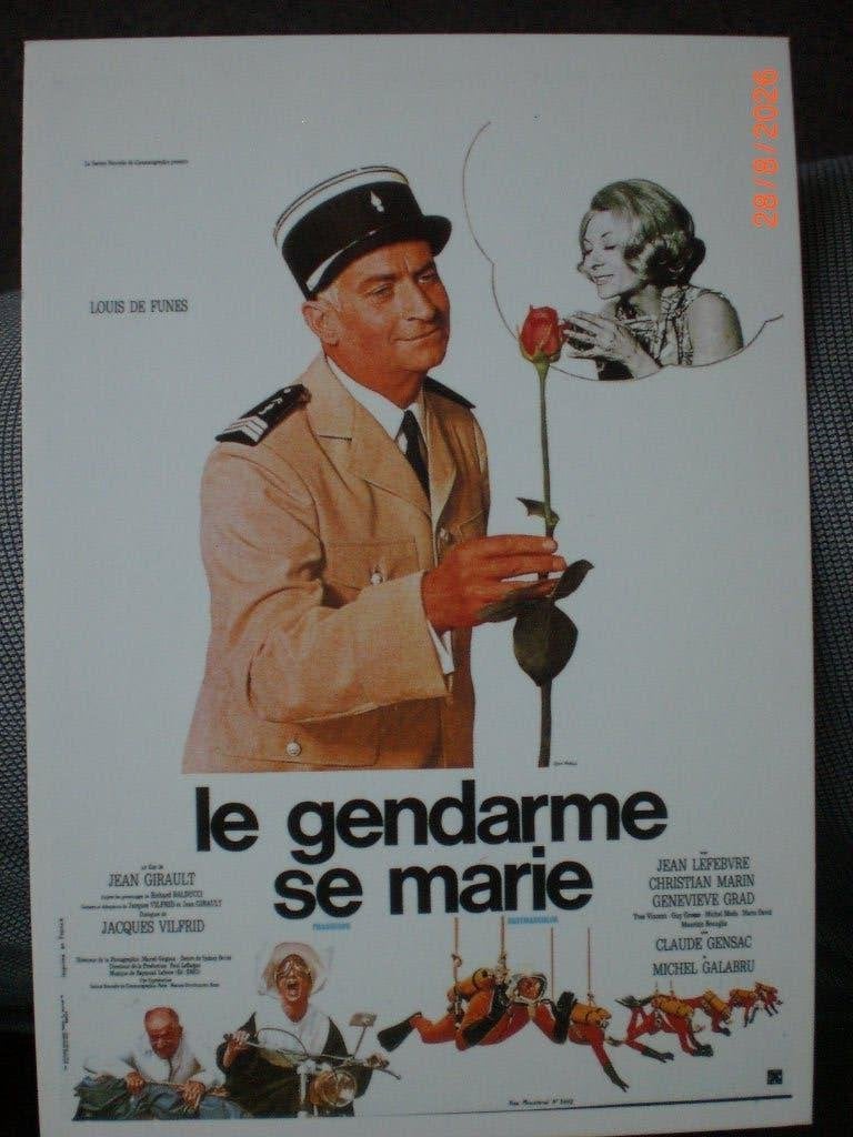 kaart Louis De Funes Le Gendarme Se Marie, Ophalen of Verzenden, 1980 tot heden, Ongelopen, Sterren en Beroemdheden