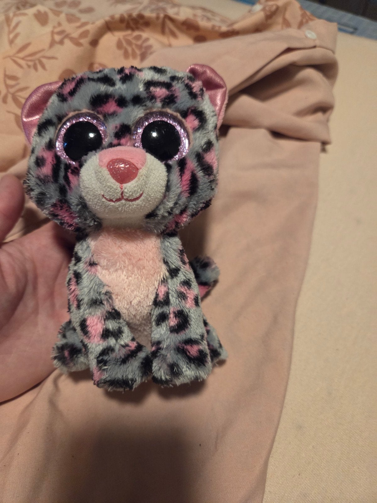 Ty Beanie Boo Tijger Roze/Grijs Panterprint Knuffel, Ophalen of Verzenden, Zo goed als nieuw