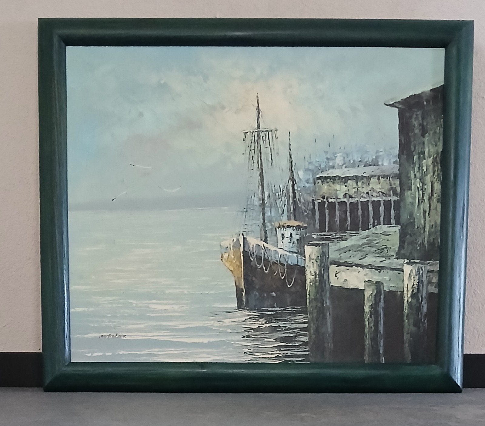 Olieverfschilderij Maritiem Gezicht met Vissersboot, Antiek en Kunst, Kunst | Schilderijen | Klassiek, Ophalen, Maritiem / water