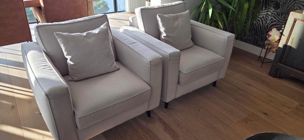 Twee leuke Kendal fauteuils van Riviera Maison, Huis en Inrichting, Fauteuils, Ophalen, Zo goed als nieuw, 75 tot 100 cm, 50 tot 75 cm