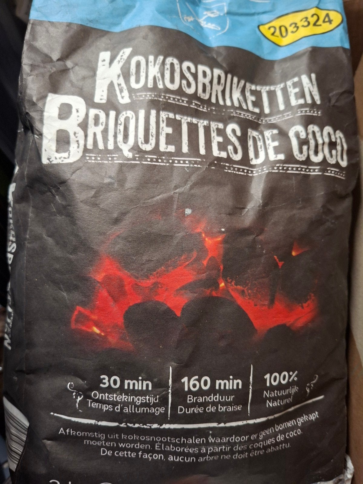 kokos briketten, Ophalen