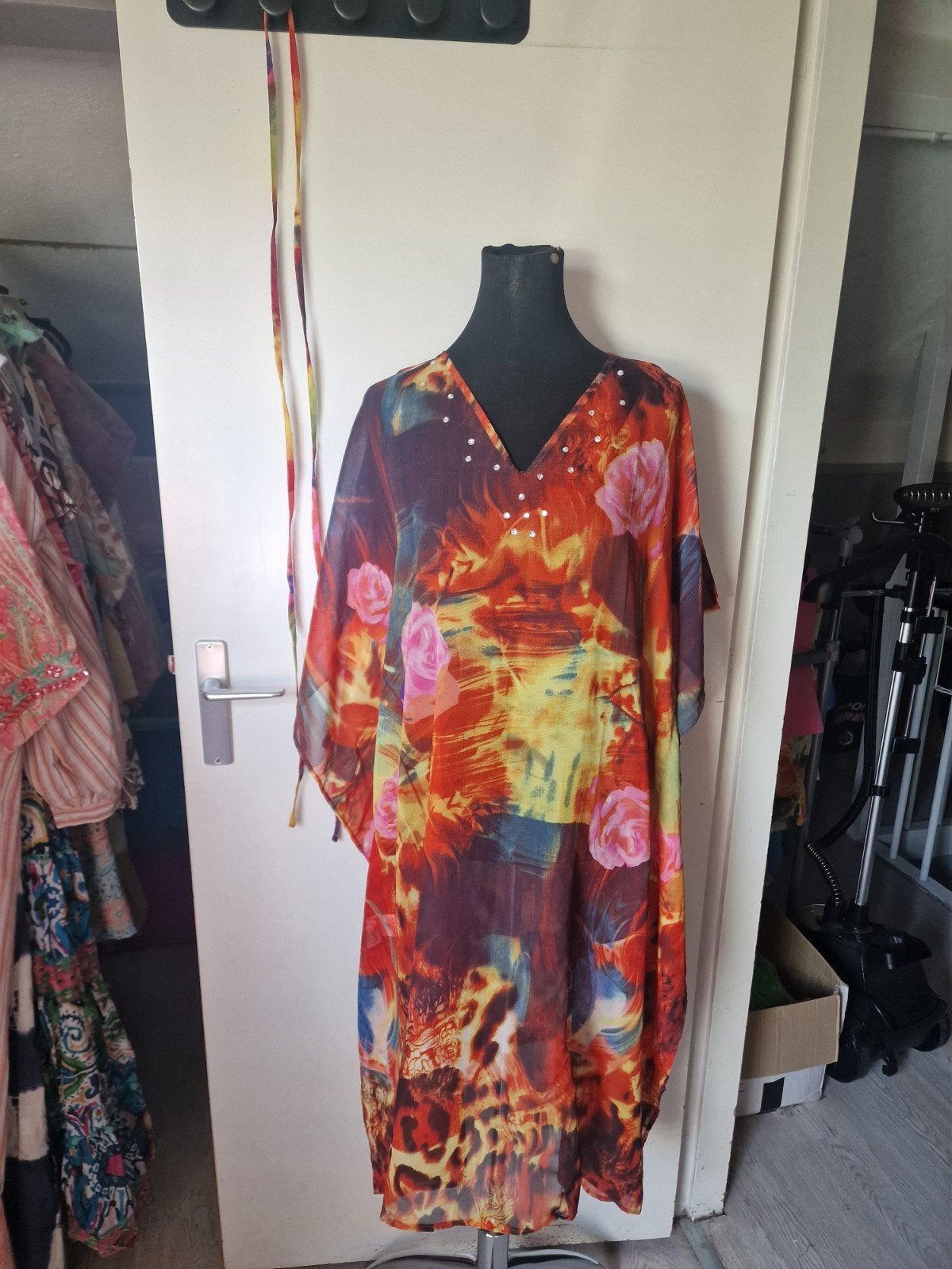 Strand kaftan one size xl, Ophalen of Verzenden, Zo goed als nieuw, Maat 46/48 (XL) of groter, Onder de knie
