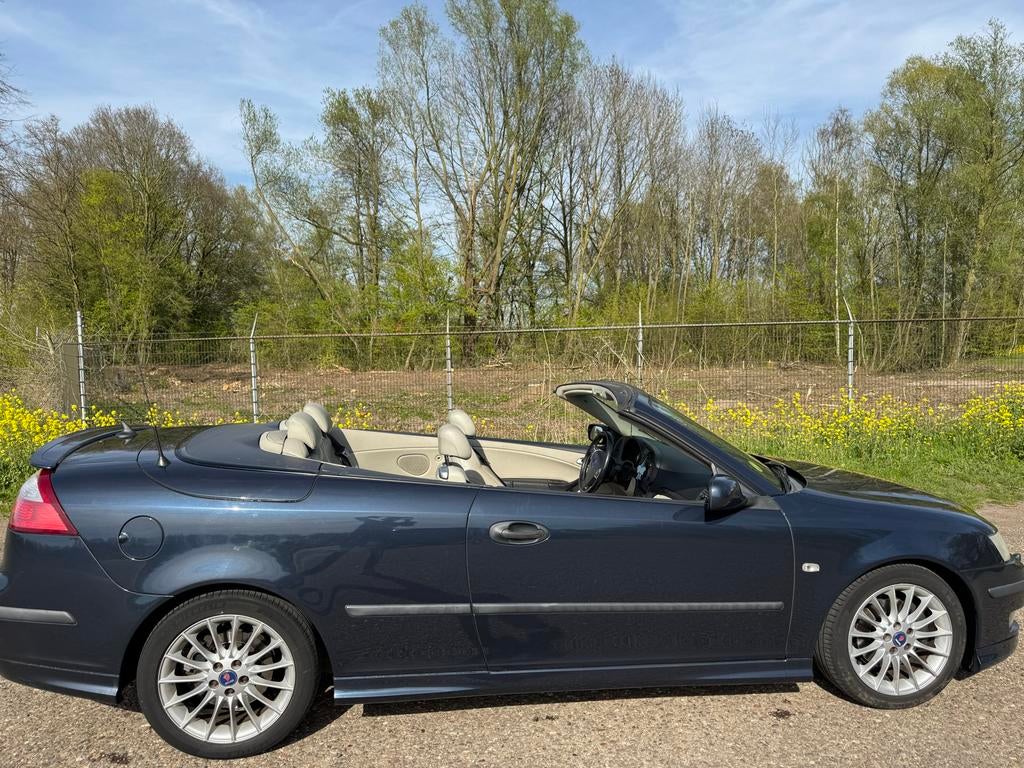 Saab 9-3 2.0 Turbo Aero Cabrio AUT 2004 Blauw, 1998 cc, Open dak, Beige, 4 cilinders