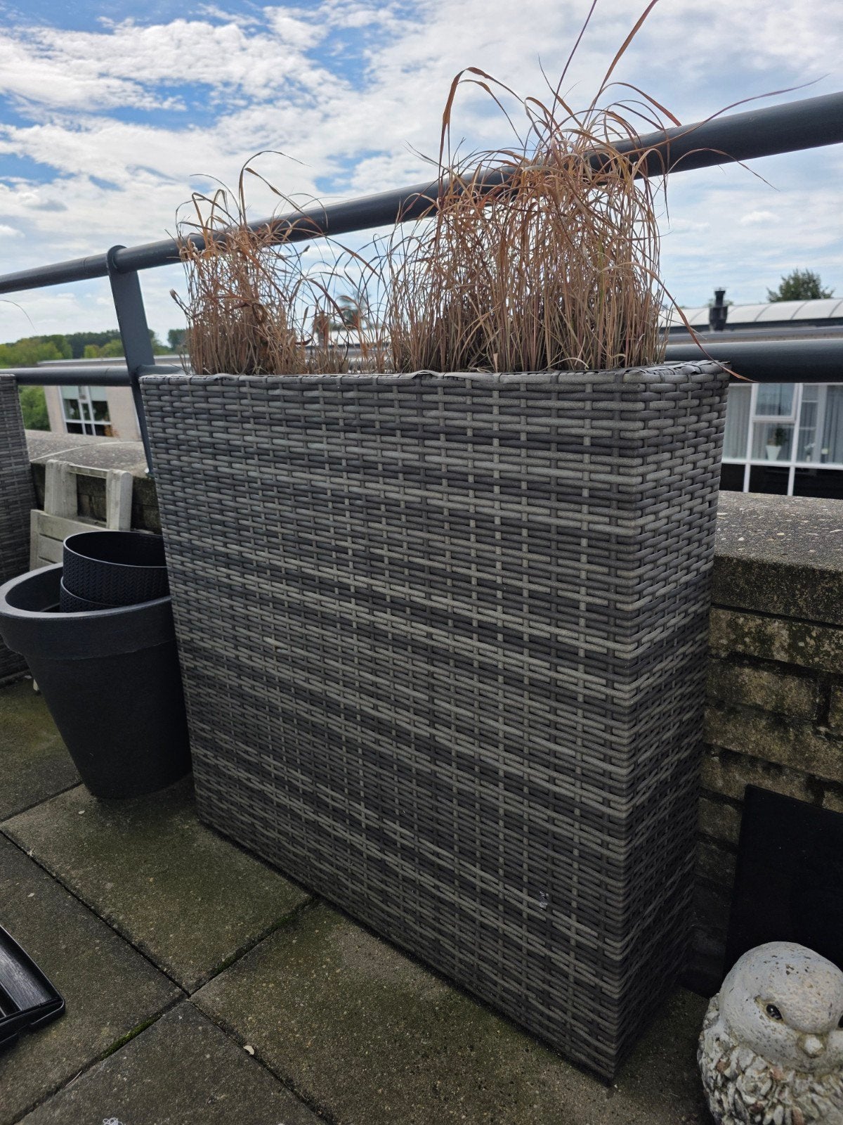 3x Grote plantenbakken van kunststof, antraciet, Tuin en Terras, Ophalen, Kunststof, Gebruikt, Balkon