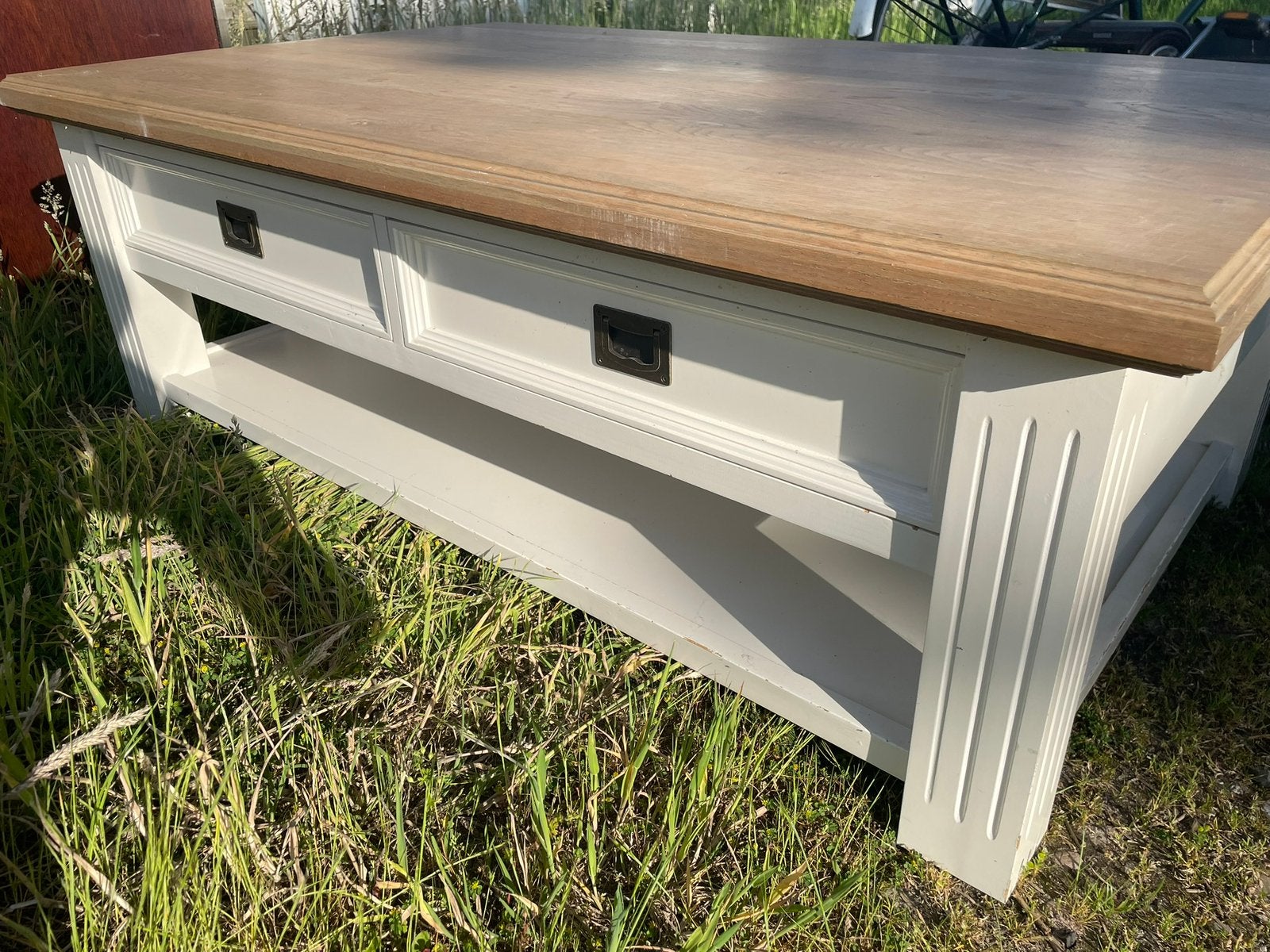 Salontafel tafel set klassiek hout wit bruin, Huis en Inrichting, Tafels | Salontafels, Ophalen, 100 tot 150 cm, 50 tot 100 cm