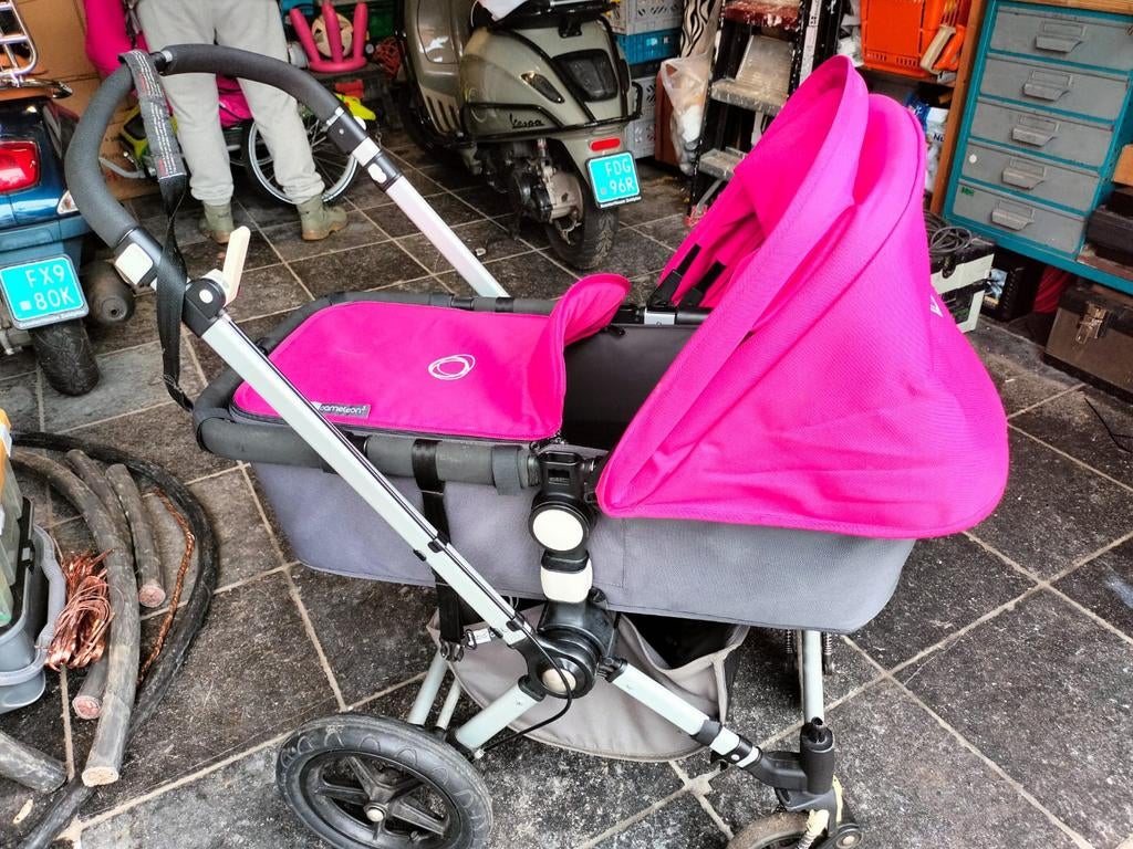 Bugaboo kinderwagen roze/grijs, Ophalen, Bugaboo, Verstelbare duwstang