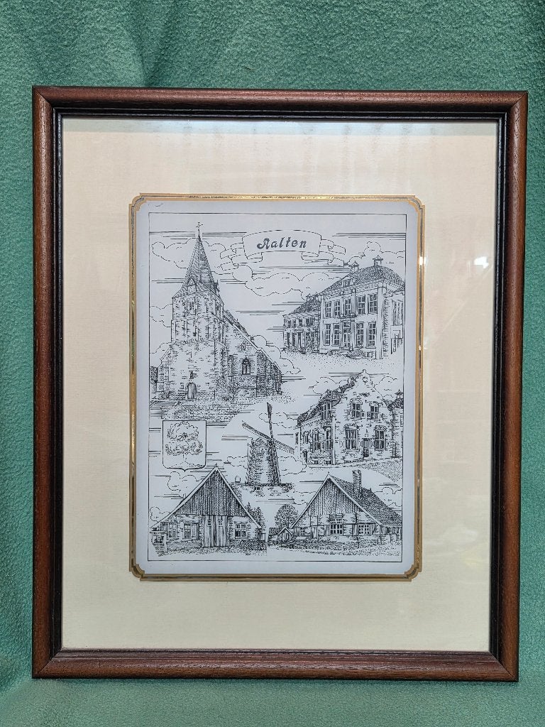 Schilderij op glas Aalten, Minder dan 50 cm, Gebruikt, Tekening, Ophalen of Verzenden