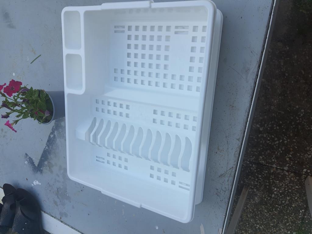 Wit afdruiprek met lekbak voor de keuken, Kunststof, Ophalen of Verzenden, Wit, Overige merken