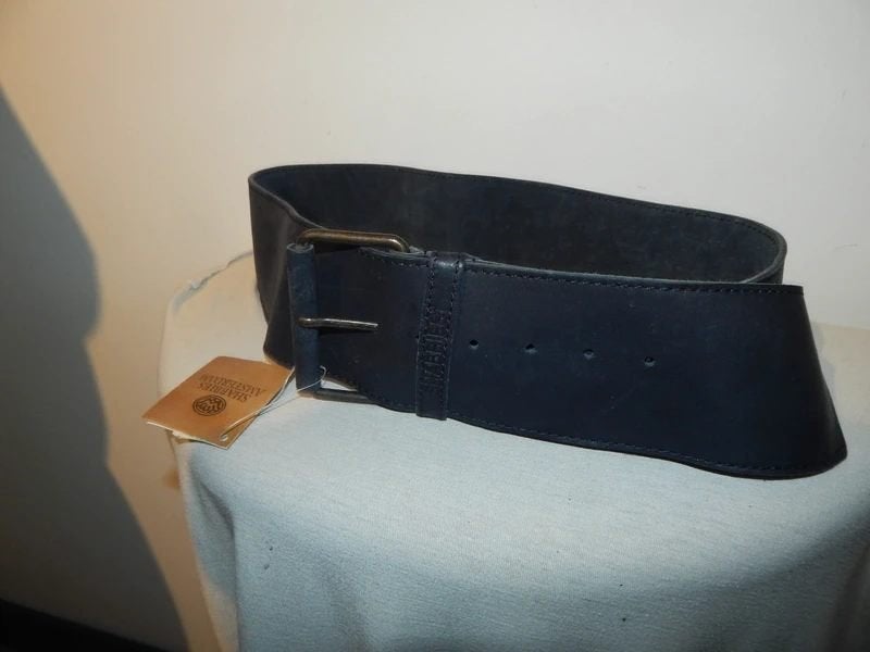Shabbies brede donker grijze riem merk inslag Nieuw mt 85, Overige kleuren, Verzenden, Echt leder, Nieuw