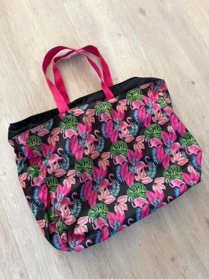 strandtas flamingo, Sieraden, Tassen en Uiterlijk, Tassen | Damestassen, Ophalen of Verzenden, Zo goed als nieuw, Overige kleuren