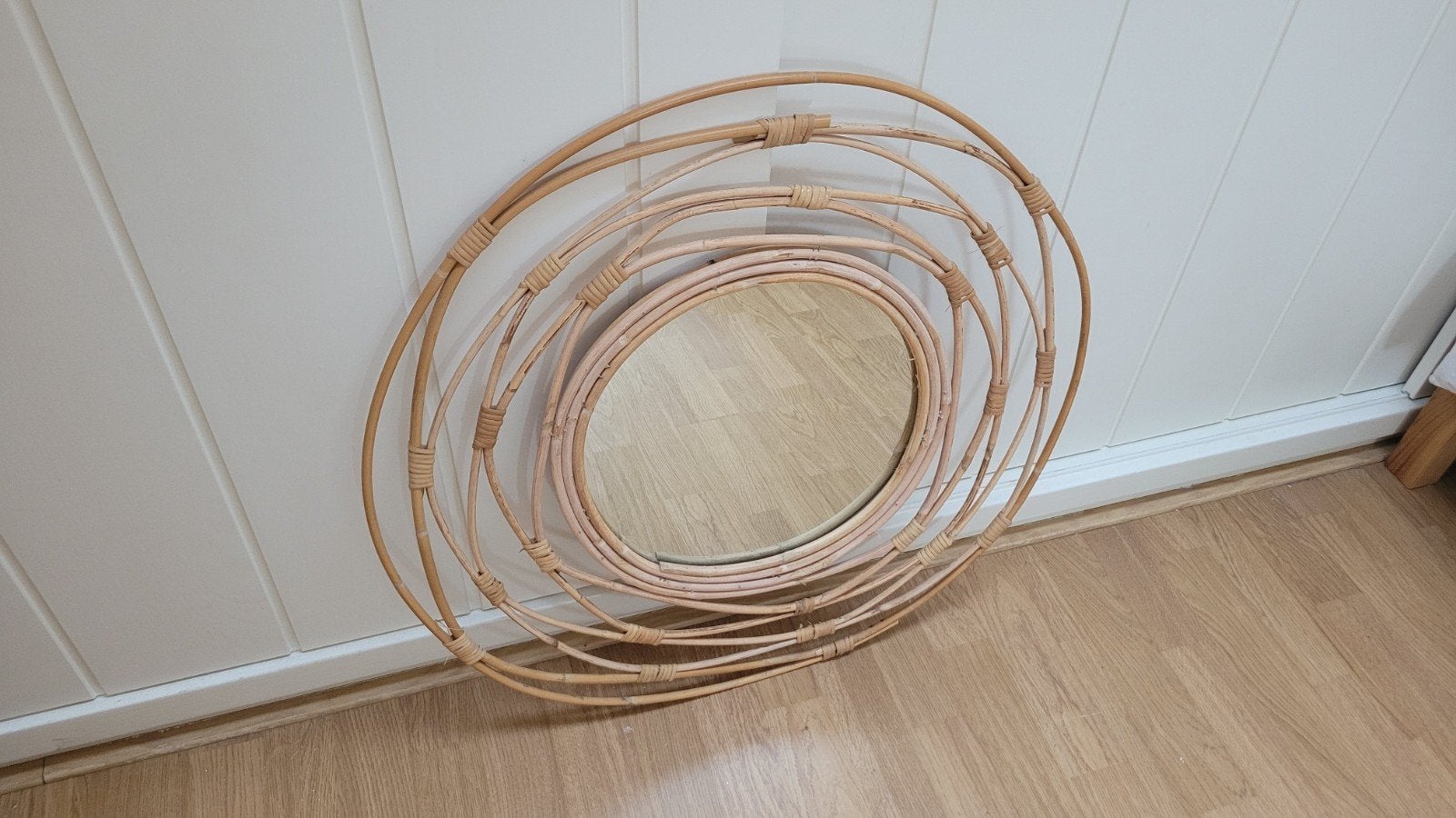 Rotan Bamboe Decoratieve Spiegel - 59 cm, Ophalen, Rond, 50 tot 100 cm, Minder dan 100 cm