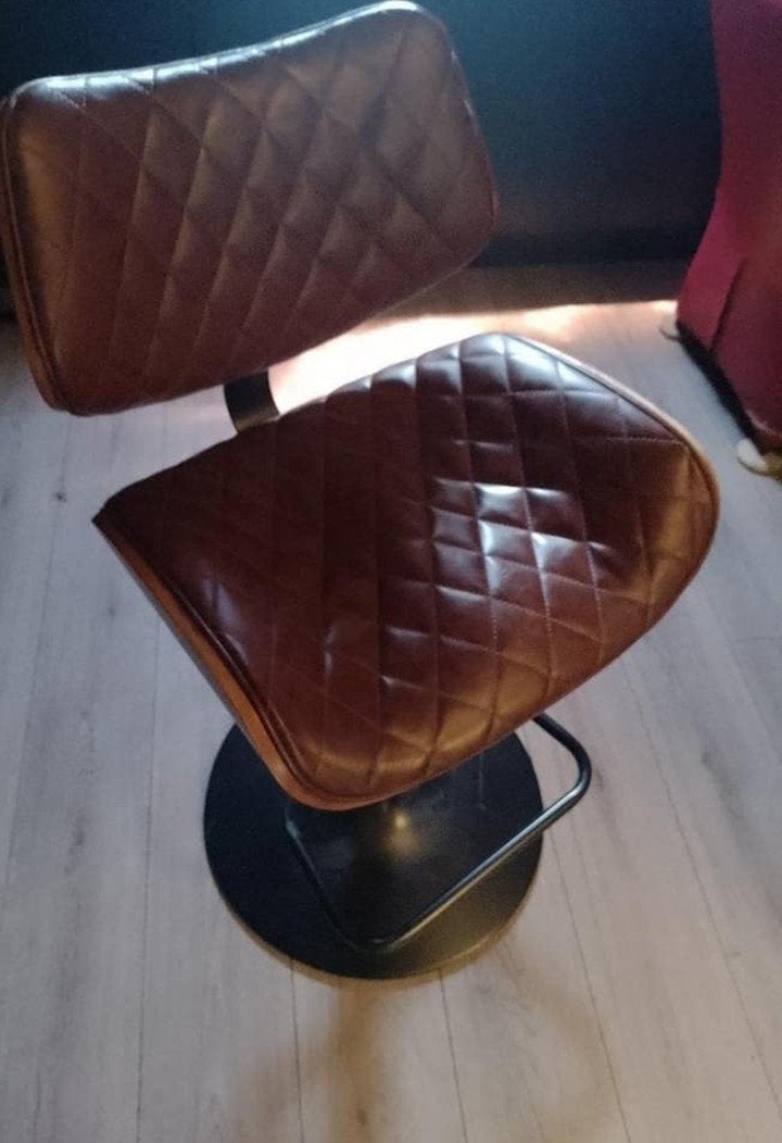 Leer stoel., Huis en Inrichting, Stoelen, Ophalen, Gebruikt, Zwart, Eén