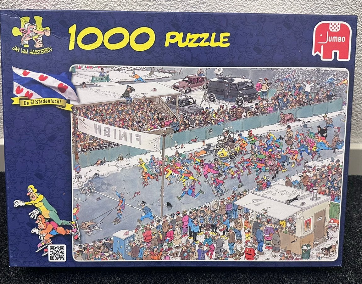 ELFSTEDENTOCHT (17310) Jan van Haasteren puzzel 1000 stukjes, Ophalen of Verzenden, 500 t/m 1500 stukjes, Zo goed als nieuw, Legpuzzel