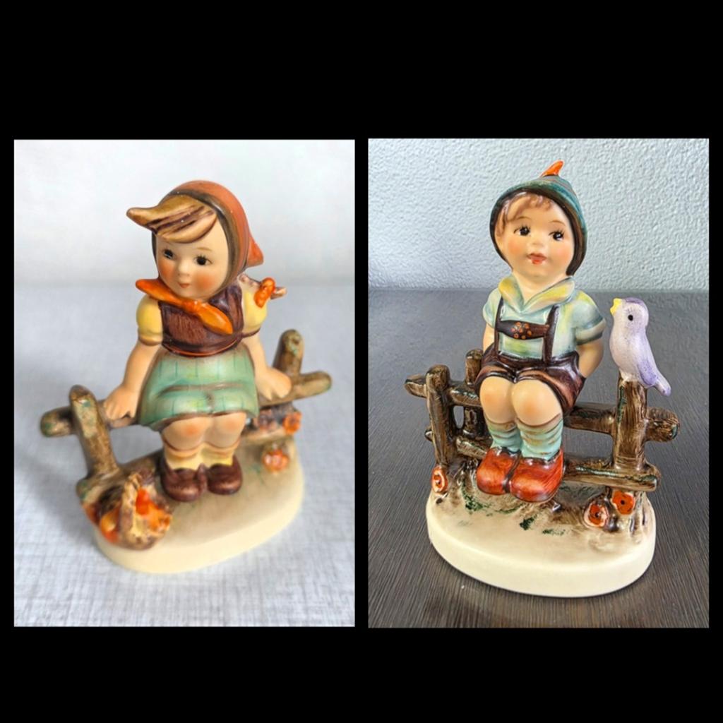 Vintage Hummel Beeldjes: Jongen en Meisje op Hek, Verzamelen, Ophalen of Verzenden, Nieuw, Hummel
